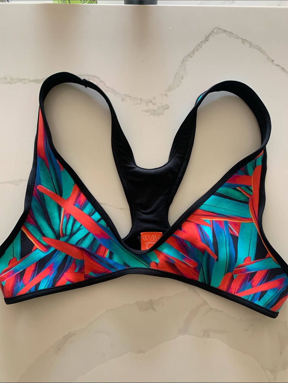 B Swim Bikini Top- SM Tropical Palm Print with Racerback